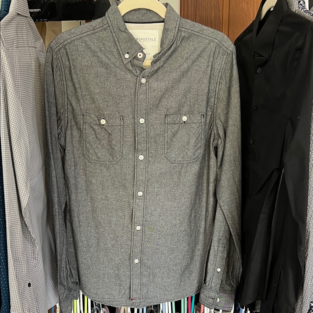 Aeropostale Charcoal Button Down Shirt